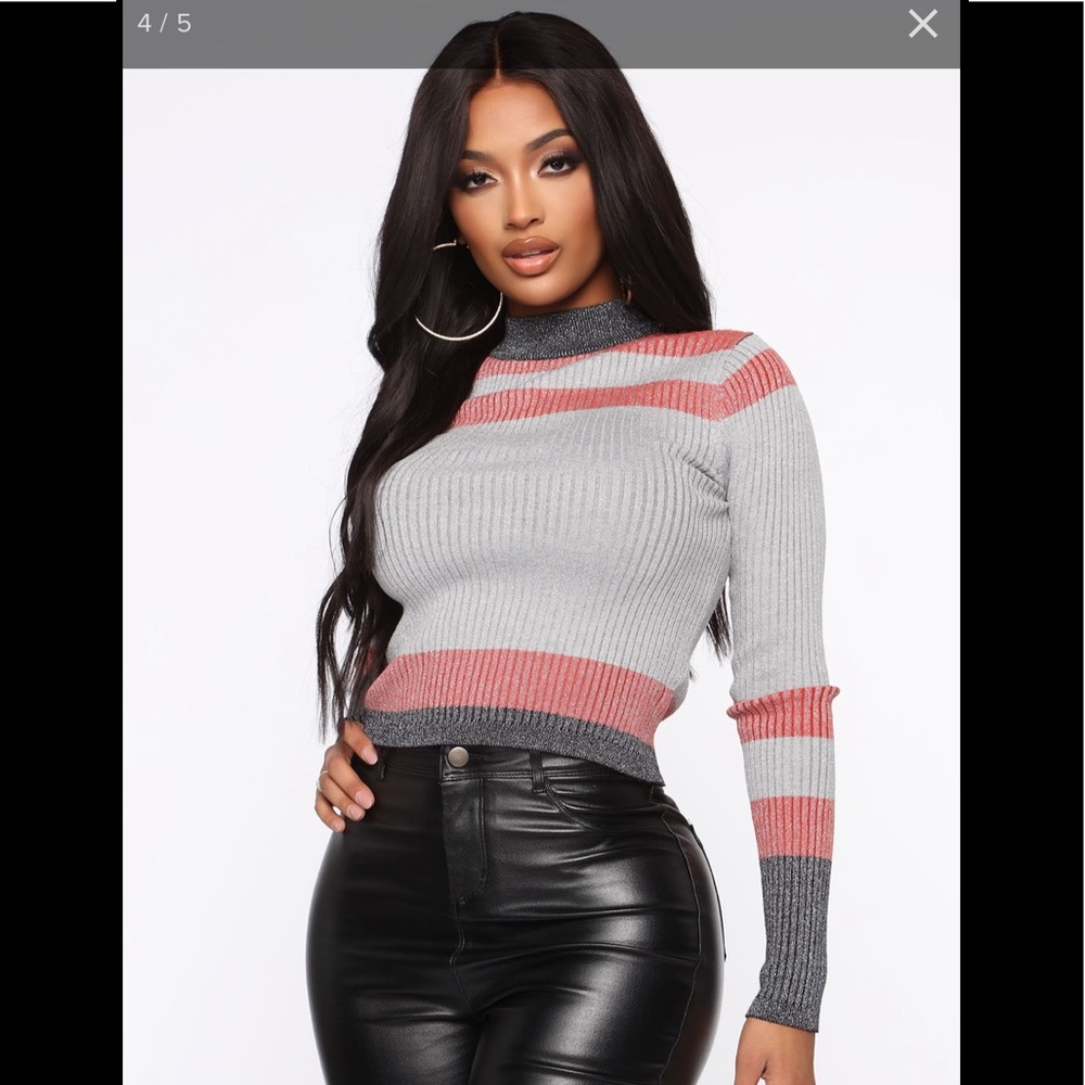 New Fashion Nova metallic grey sweater